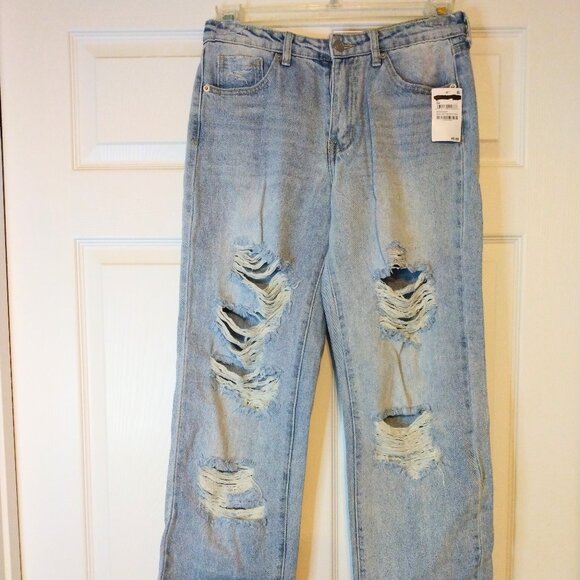 BP Women's High Rise Distressed Baggy Jeans Size 27 - Picture 1 of 4